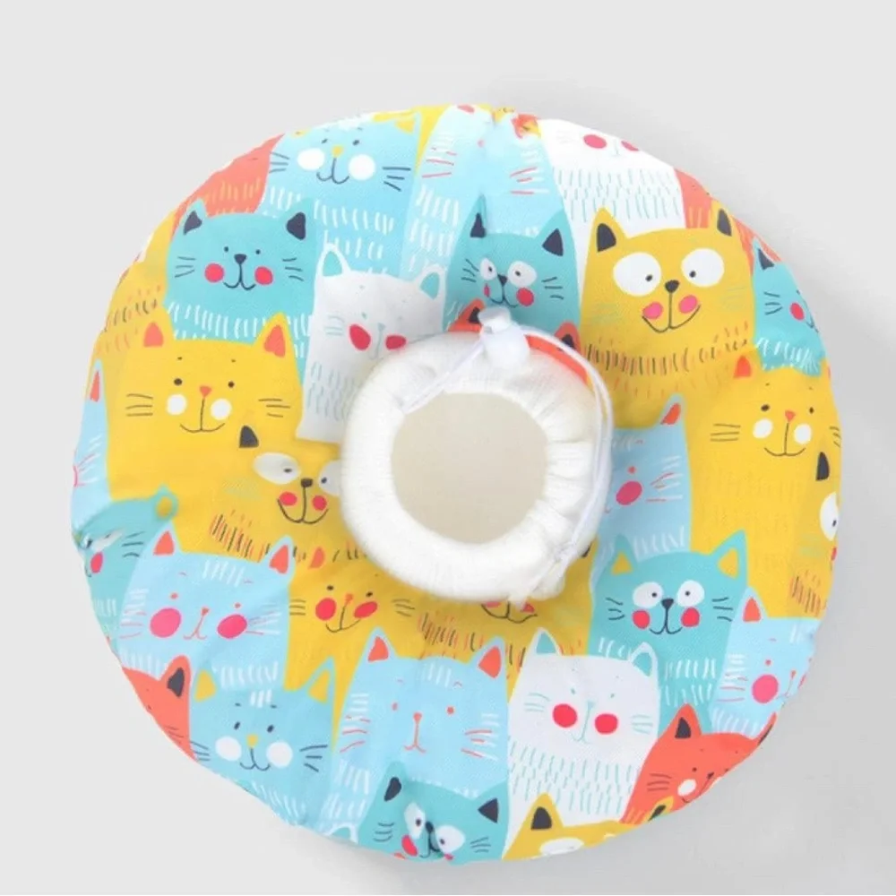Cartoon Cat Collar Soft Pet Round Collar Circle for Cats Small Dogs,Blue Y,xs